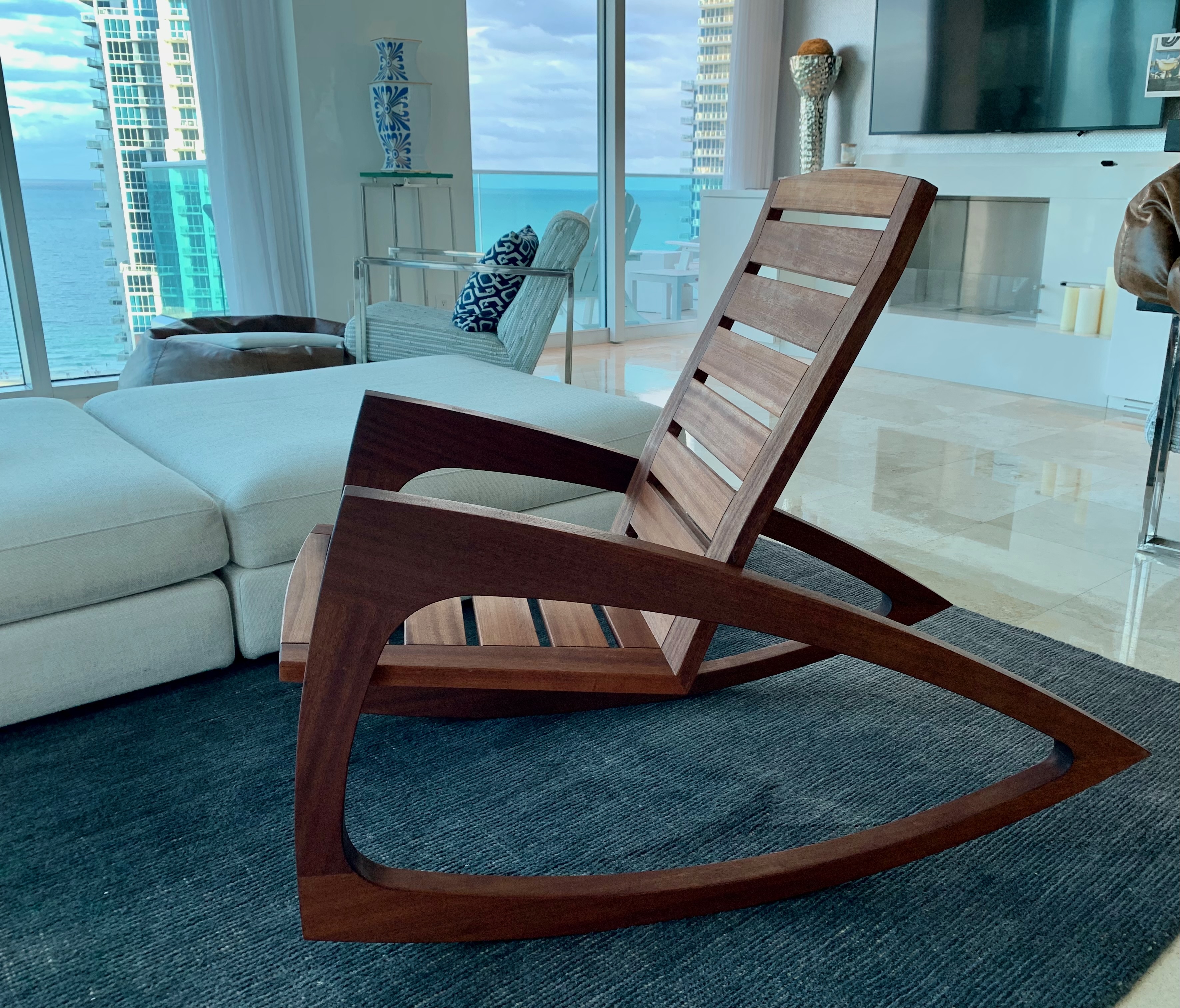 Handcrafted walnut rocking chair by Greg Schneider