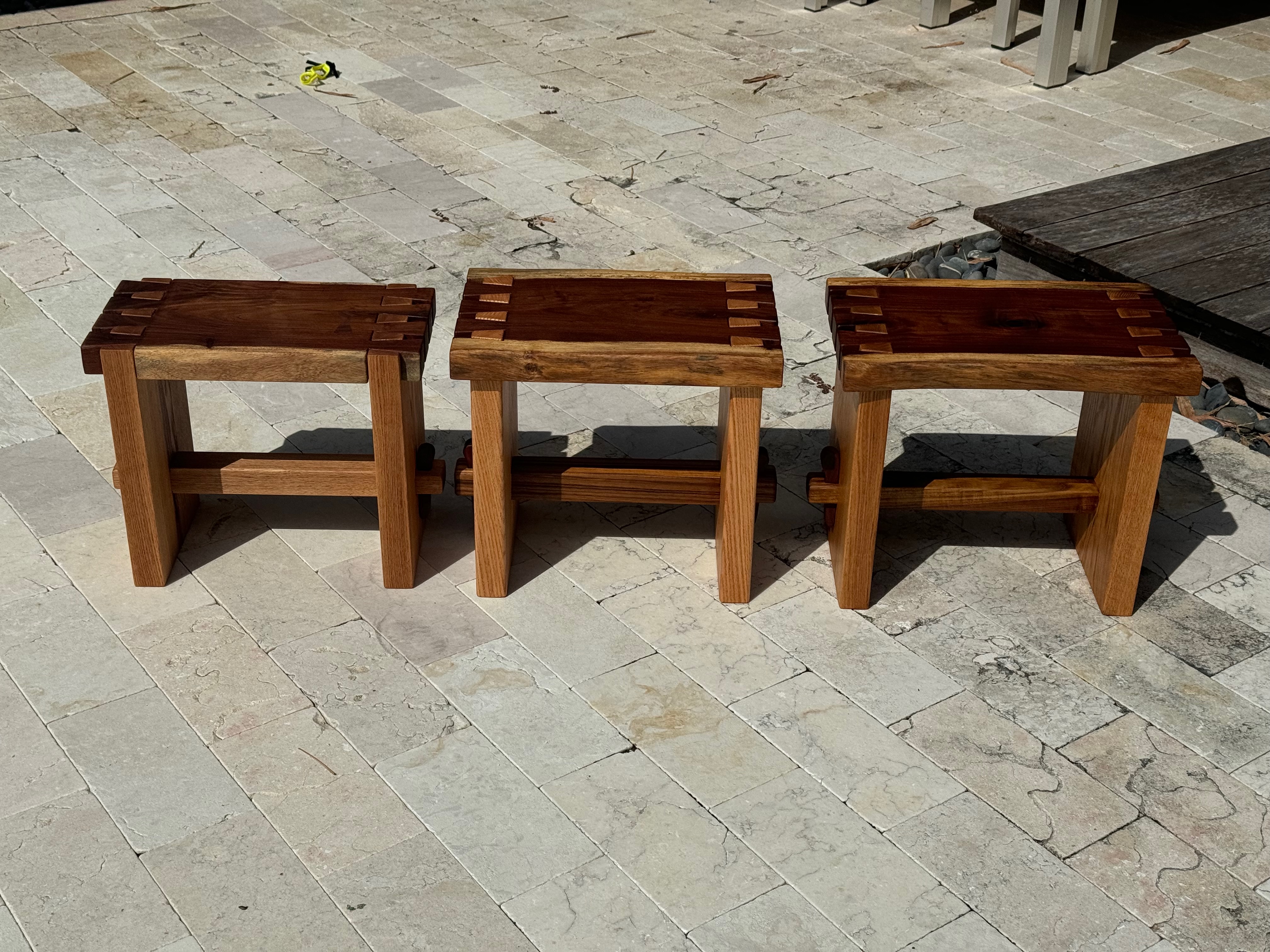 Set of three handcrafted stools